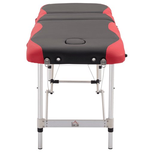 HOMCOM Marquesa de Massagem Dobrável, Marquesa Estética Profissional em Alumínio com Altura Ajustável, 3 Zonas, Apoio de Cabeça, Apoios para Braços, para Tatuagem, Fisioterapia, Preto e Vermelho