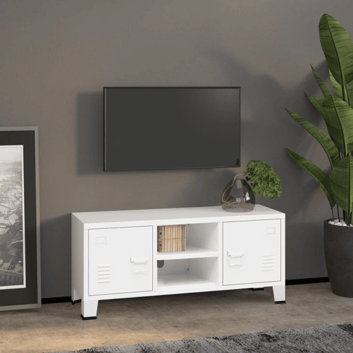 Móvel de TV - Modulo de TV - Armário de TV industrial 105x35x42 cm metal branco