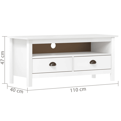 Móvel de TV - Modulo de TV - Armário de TV Hill 110x40x47 cm pinho maciço branco