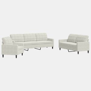 vidaXL 3 pcs conjunto de sofás com almofadões veludo cor creme