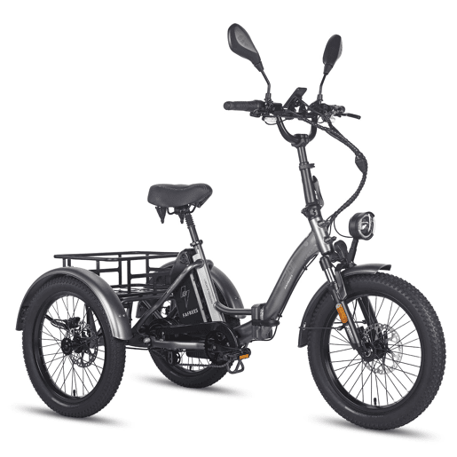 Triciclo Elétrico FAFREES F20 Mate - Motor 500W Bateria 48V21AH Freio Hidráulico Pneus De 20 Polegadas - Cinza