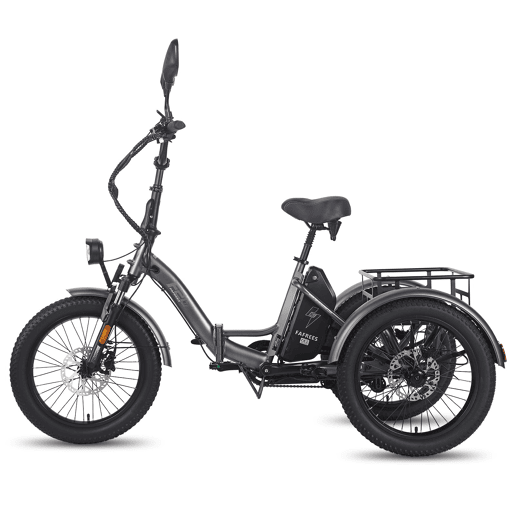 Triciclo Elétrico FAFREES F20 Mate - Motor 500W Bateria 48V21AH Freio Hidráulico Pneus De 20 Polegadas - Cinza
