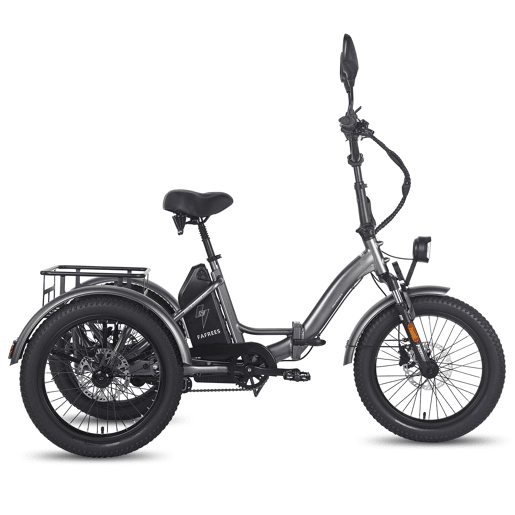 Triciclo Elétrico FAFREES F20 Mate - Motor 500W Bateria 48V21AH Freio Hidráulico Pneus De 20 Polegadas - Cinza