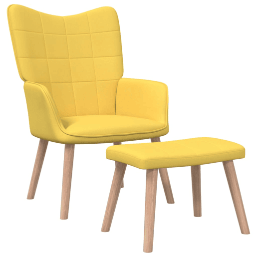 vidaXL Cadeira de descanso com banco tecido amarelo mostarda vidaXL Cadeira de descanso com banco tecido amarelo mostarda