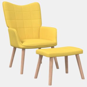 vidaXL Cadeira de descanso com banco tecido amarelo mostarda