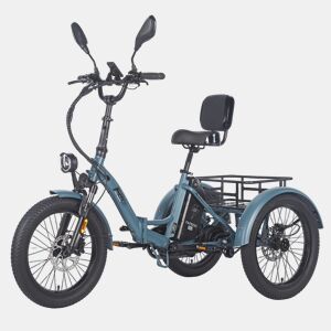 Triciclo Elétrico FAFREES F20 Mate - Com Encosto Motor 500W Bateria 48V23.45AH Pneus De 20 Polegadas - Azul-acinzentado