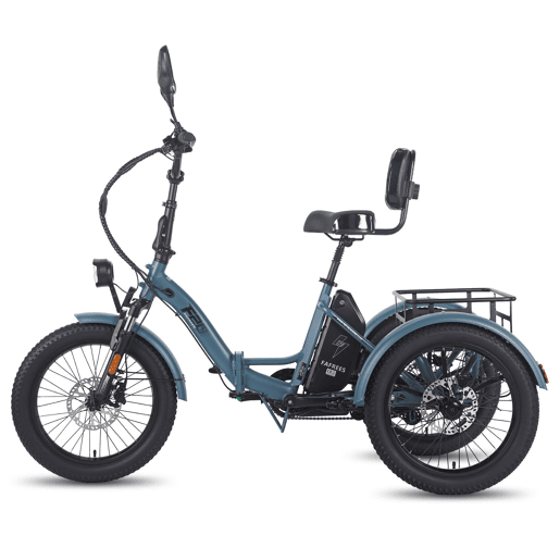 Triciclo Elétrico FAFREES F20 Mate - Com Encosto Motor 500W Bateria 48V23.45AH Pneus De 20 Polegadas - Azul-acinzentado
