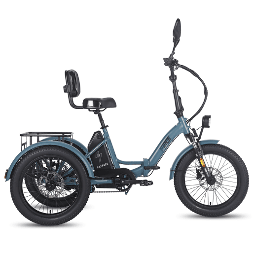 Triciclo Elétrico FAFREES F20 Mate - Com Encosto Motor 500W Bateria 48V23.45AH Pneus De 20 Polegadas - Azul-acinzentado