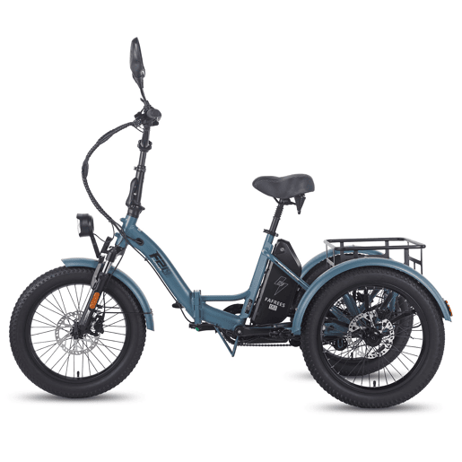 Triciclo Elétrico FAFREES F20 Mate - Motor 500W Bateria 48V21AH Freio Hidráulico Pneus De 20 Polegadas - Azul-cinza
