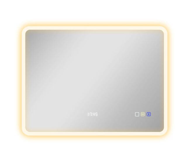 Homcom espejo de baño con luz led bluetooth 80x60 cm espejo de pared con 3 colores de luz brillo ajustable función antivaho función de memoria interruptor táctil ip44