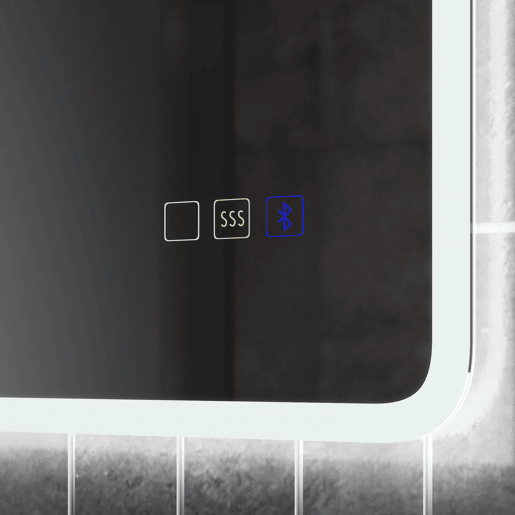 HOMCOM Espelho de Casa de Banho com Luz LED 80x60 cm Espelho de Parede com Bluetooth 3 Cores de Luz Relógio Digital Função Antiembaciamento Função de Memória Interruptor Tátil IP44 Prata