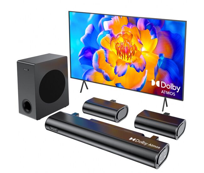 Hiwill a51 barra de sonido - 5.1 dolby atmos 380w con subwoofer 5.25" 2 altavoces surround - negro