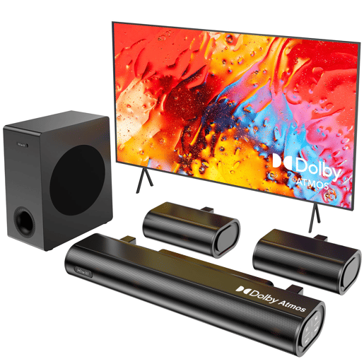 Hiwill A51 Barra de som - 5.1 380W com Subwoofer 5.25 Para TV Dolby Atmos - Preto