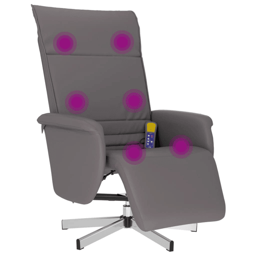 vidaXL Cadeira massagens reclinável capoio pés couro artificial cinza vidaXL Cadeira massagens reclinável capoio pés couro artificial cinza