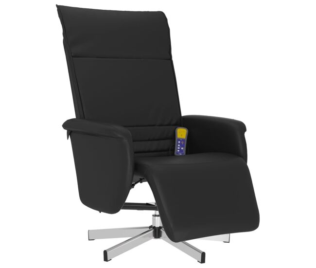 Vidaxl sillón reclinable masaje con reposapiés cuero sintético negro