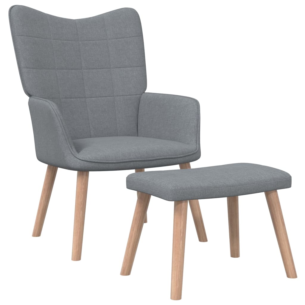 Vidaxl sillón de relax con taburete tela gris claro