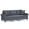 Sofá 3 lug. - Sofá fixo c almofadas decorativas 180 cm veludo cinza-escuro