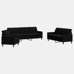 vidaXL 3 pcs conjunto de sofás com almofadões veludo preto