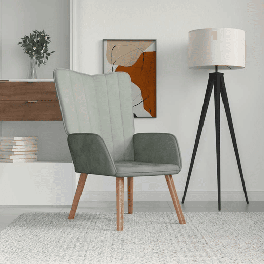 vidaXL Cadeira de descanso veludo cinzento-claro vidaXL Cadeira de descanso veludo cinzento-claro