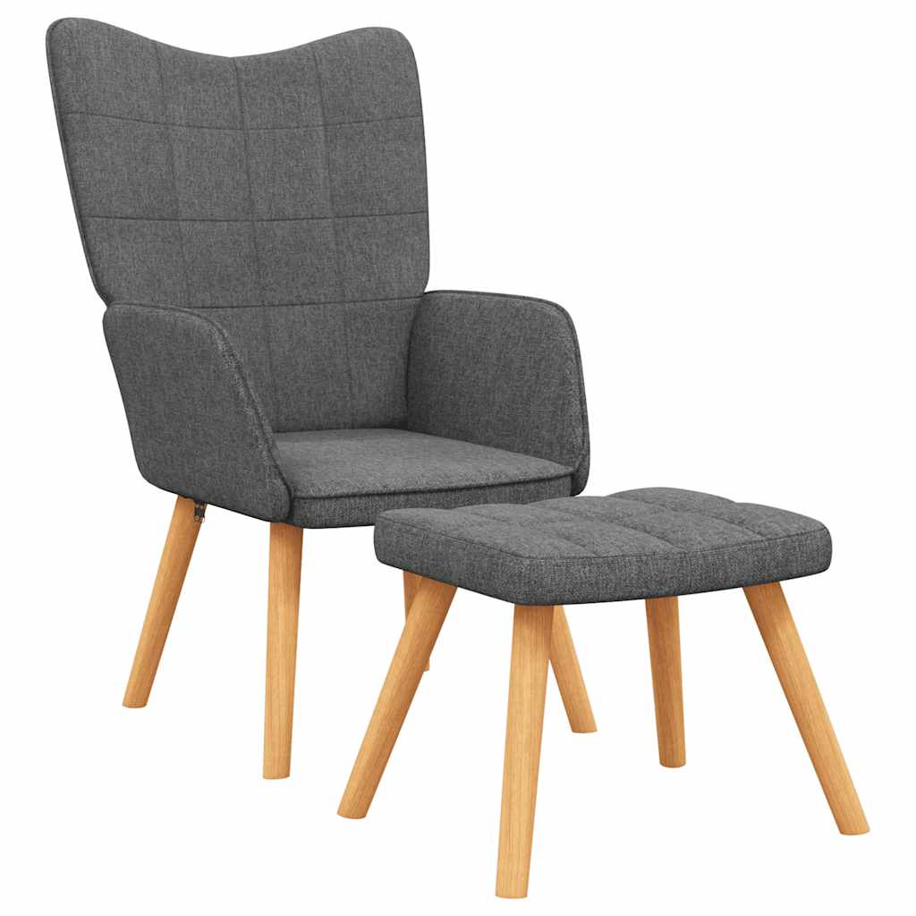 Vidaxl silla de relajación con reposapiés de tela gris oscuro