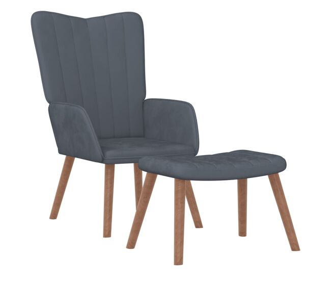 Vidaxl sillón de relax con taburete terciopelo gris oscuro