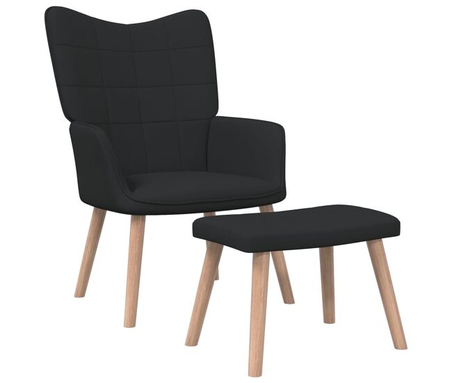 Vidaxl sillón de relax con reposapiés tela negro