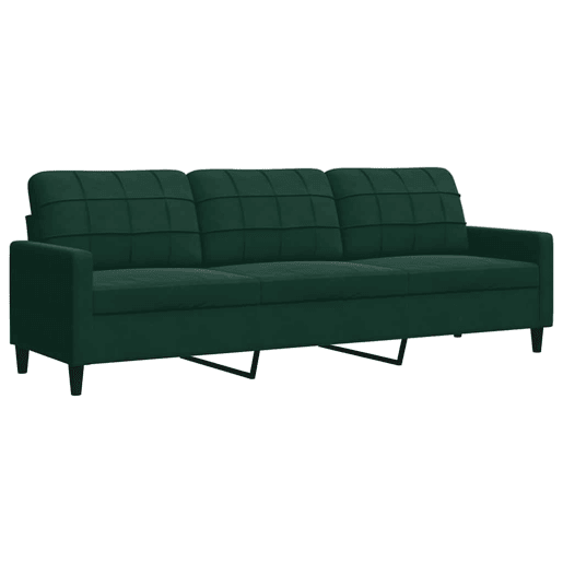 vidaXL 3 pcs conjunto sofás com almofadões e rolos veludo verde-escuro