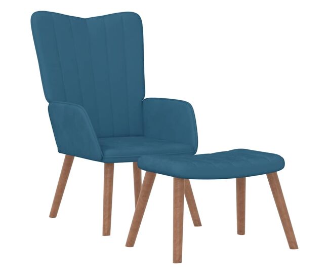 Vidaxl sillón de relax con taburete terciopelo azul