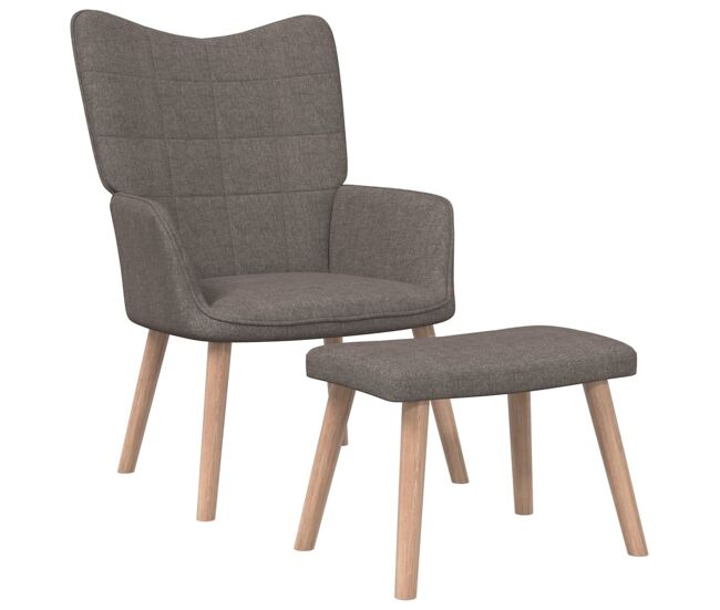 Vidaxl sillón de relax con reposapiés de tela gris taupé