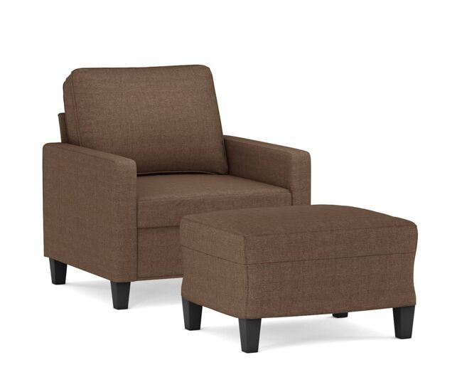 Vidaxl sillón con taburete tela marrón 60 cm