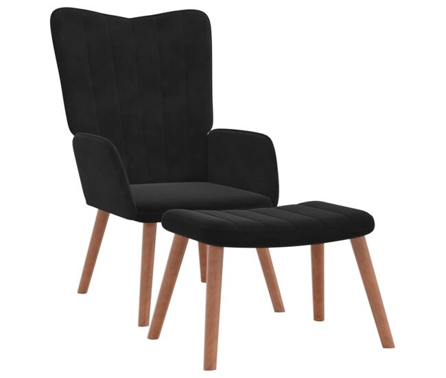 Vidaxl sillón de relax con taburete terciopelo negro