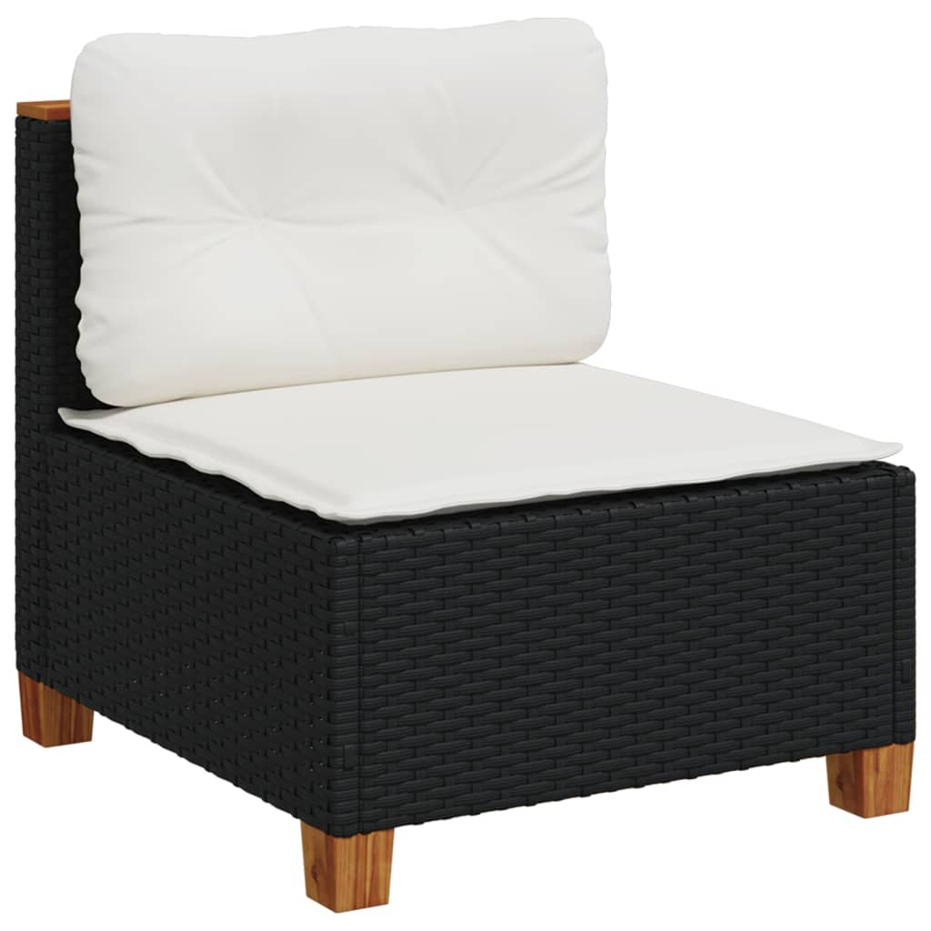 vidaxl sofa de jardin sin reposabrazos con cojines ratan pe negro