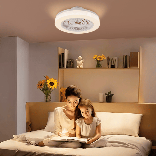 HOMCOM Ventoinha de Teto com Luz LED 40 W Motor DC Revertível Candeeiro Ventoinha de Teto Silencioso com Controlo Remoto 6 Velocidades Temporizador para Sala de Estar Dormitório Ø46x16 cm Branco
