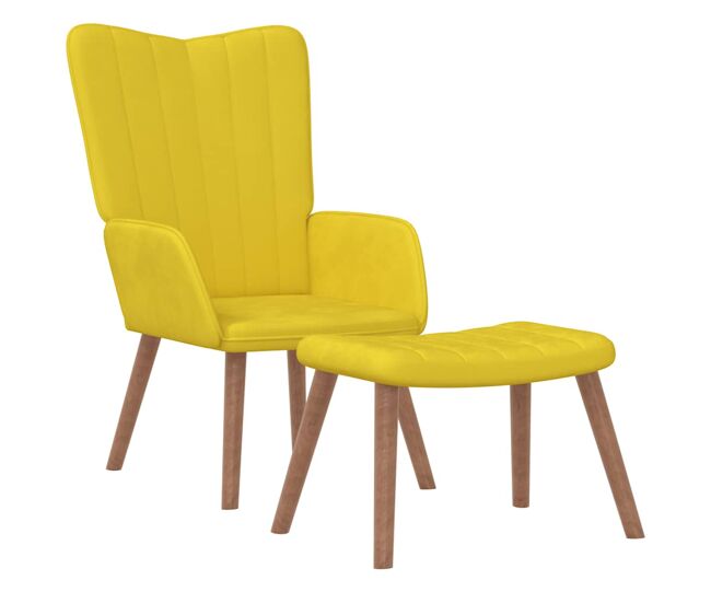 Vidaxl sillón de relax con taburete terciopelo amarillo mostaza
