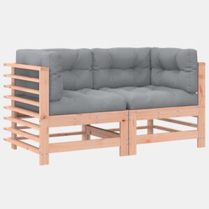 vidaXL Sofás de canto com almofadões 2 pcs madeira de douglas maciça