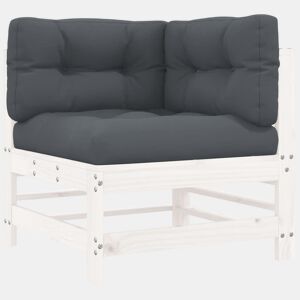 vidaXL Sofá de canto com almofadões pinho maciço branco