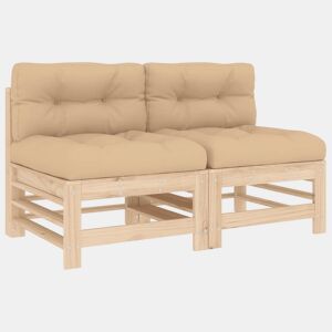 vidaXL Sofás de centro com almofadões 2 pcs pinho maciço