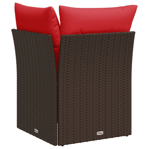 vidaXL Sofá de canto de jardim com almofadas em vime sintético marrom vidaXL Sofá de canto de jardim com almofadas em vime sintético marrom