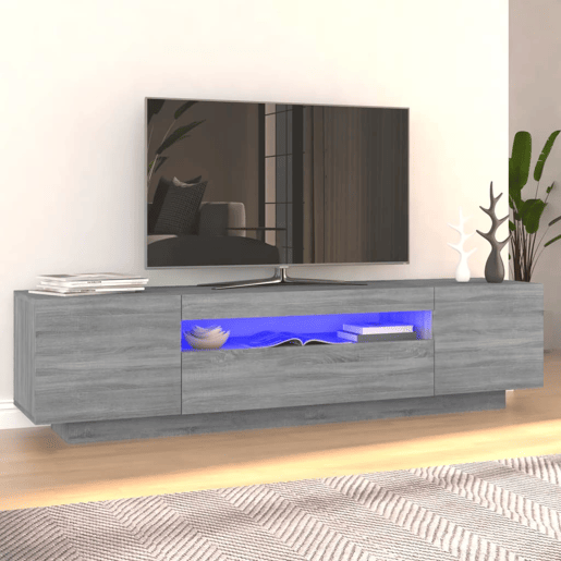 Móvel de TV - Modulo de TV - Armário de TV com luzes LED 160x35x40 cm sonoma cinzento