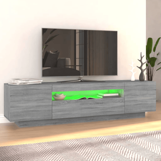 Móvel de TV - Modulo de TV - Armário de TV com luzes LED 160x35x40 cm sonoma cinzento