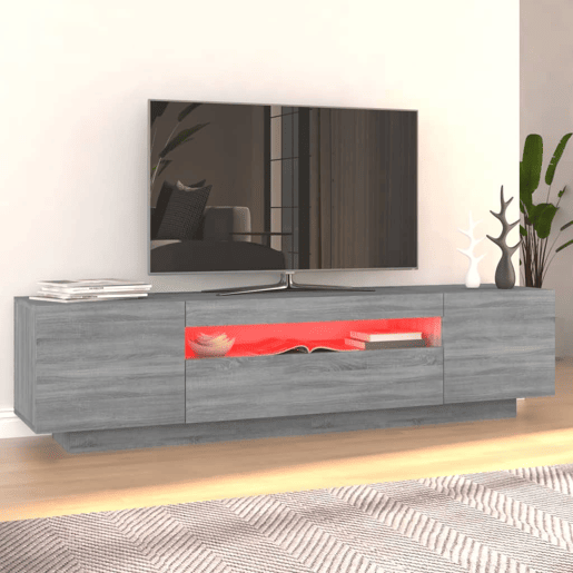 Móvel de TV - Modulo de TV - Armário de TV com luzes LED 160x35x40 cm sonoma cinzento