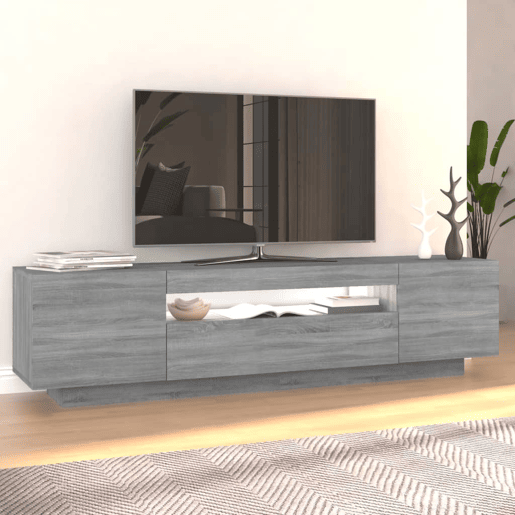 Móvel de TV - Modulo de TV - Armário de TV com luzes LED 160x35x40 cm sonoma cinzento