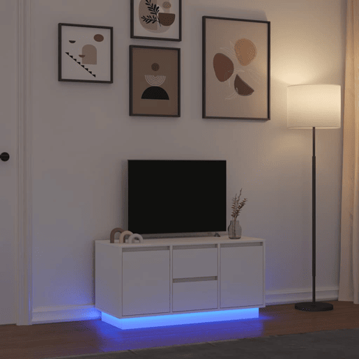 Móvel de TV - Modulo de TV - Armário de TV com luzes LED 100x41x50 cm branco
