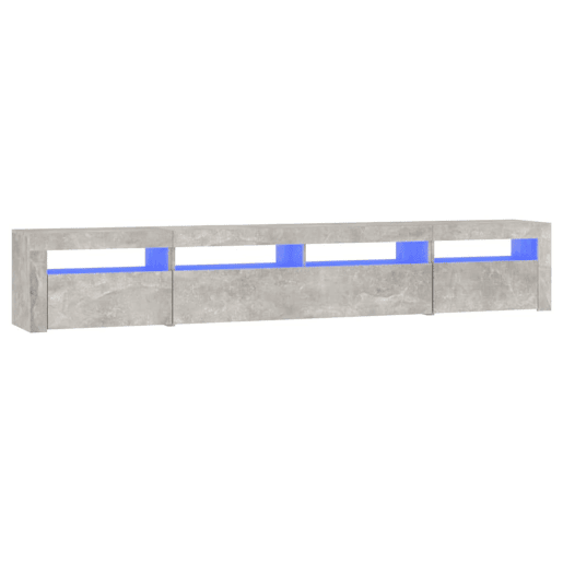 Móvel de TV - Modulo de TV - Armário de TV com luzes LED 240x35x40 cm cinzento cimento