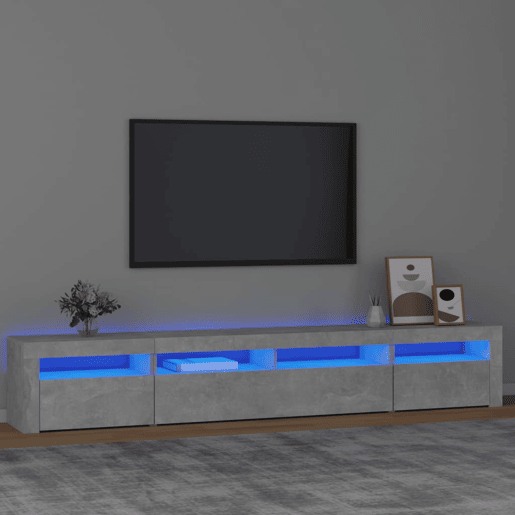 Móvel de TV - Modulo de TV - Armário de TV com luzes LED 240x35x40 cm cinzento cimento