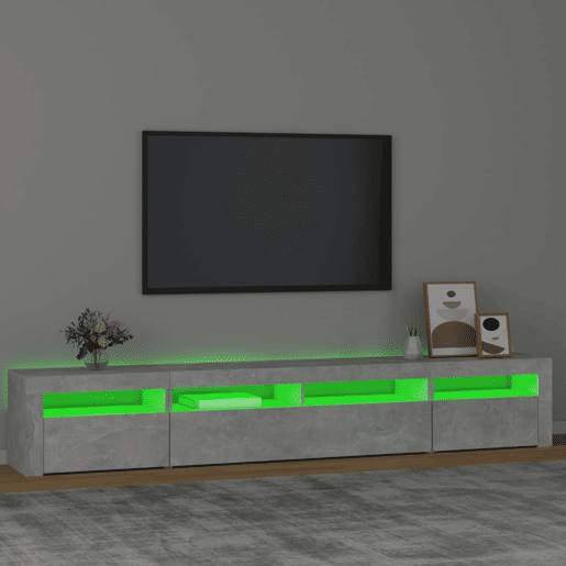 Móvel de TV - Modulo de TV - Armário de TV com luzes LED 240x35x40 cm cinzento cimento