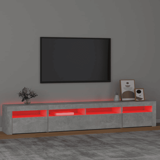 Móvel de TV - Modulo de TV - Armário de TV com luzes LED 240x35x40 cm cinzento cimento