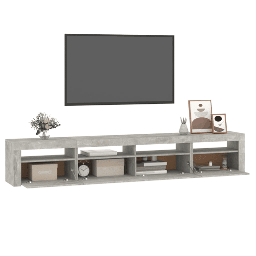 Móvel de TV - Modulo de TV - Armário de TV com luzes LED 240x35x40 cm cinzento cimento