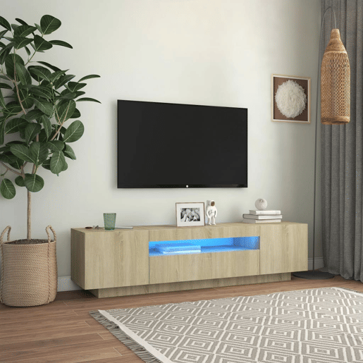 Móvel de TV - Modulo de TV - Armário de TV com luzes LED 160x35x40 cm carvalho sonoma