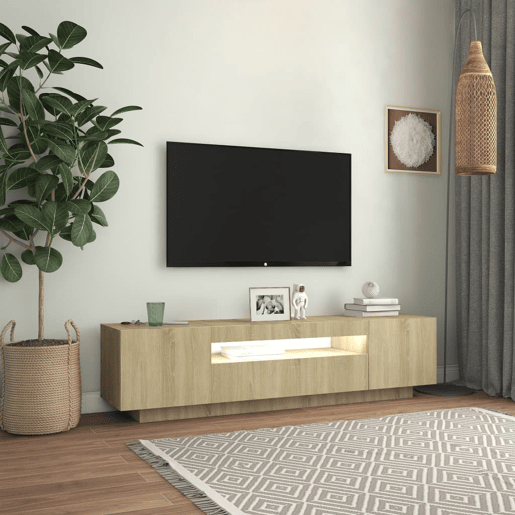 Móvel de TV - Modulo de TV - Armário de TV com luzes LED 160x35x40 cm carvalho sonoma
